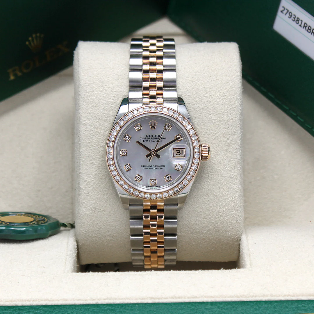 ?Limited Stock-Rolex Lady Datejust 28mm/31mm/36mm 18K Yellow Gold Jubilee Bracelet Diamond Bezel Mother of Pearl Diamond Dial Ref: 279381RBR-0013 /Ref: 279383rbr-0019