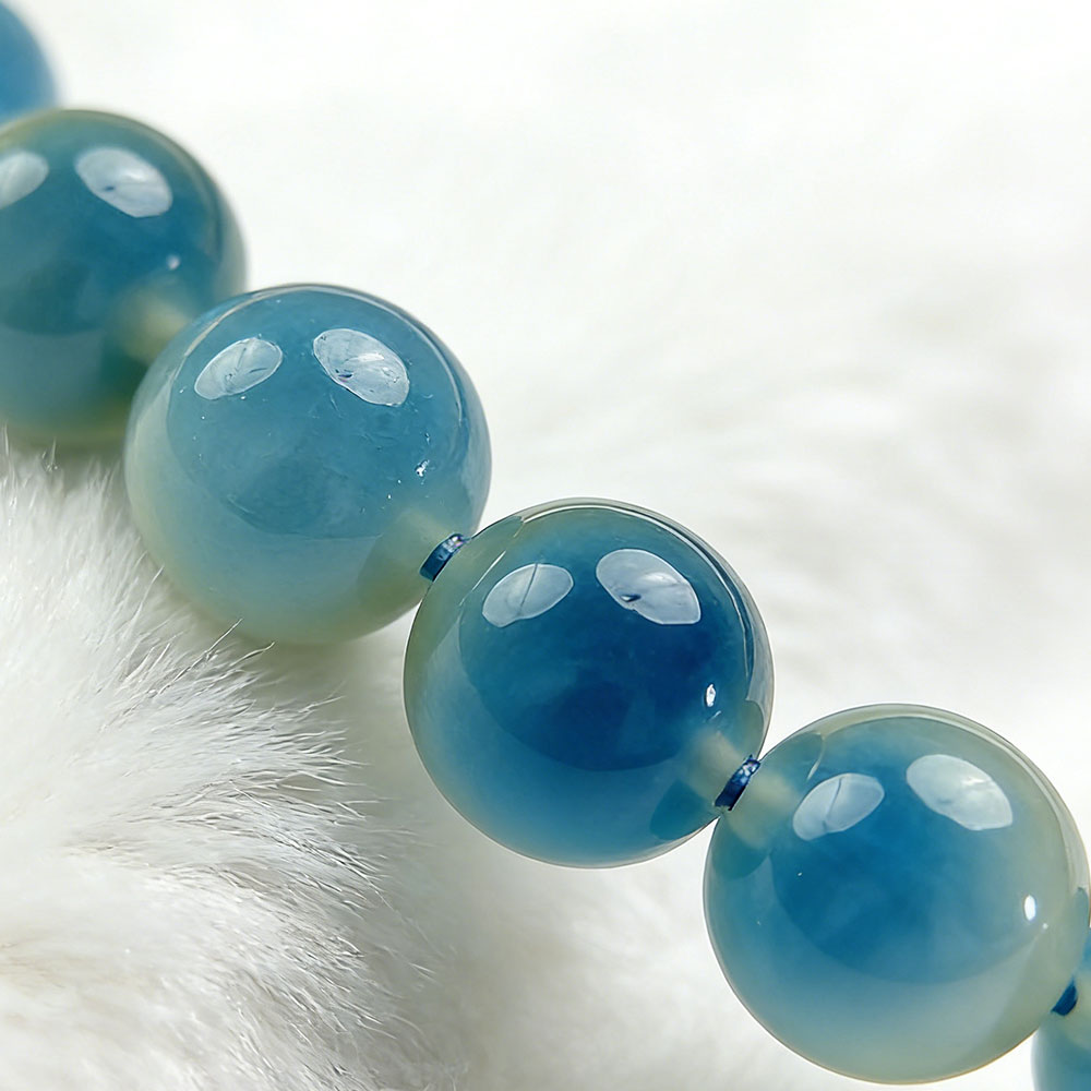 Natural Blue Agate Beaded Bracelet, Calm & Protection Healing Crystal, Balance Energy Spiritual Jewelry