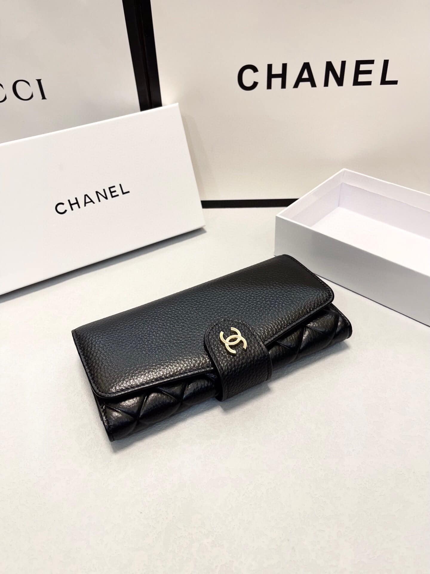 Chanel Classic Long Flap Wallet Black 19Cm