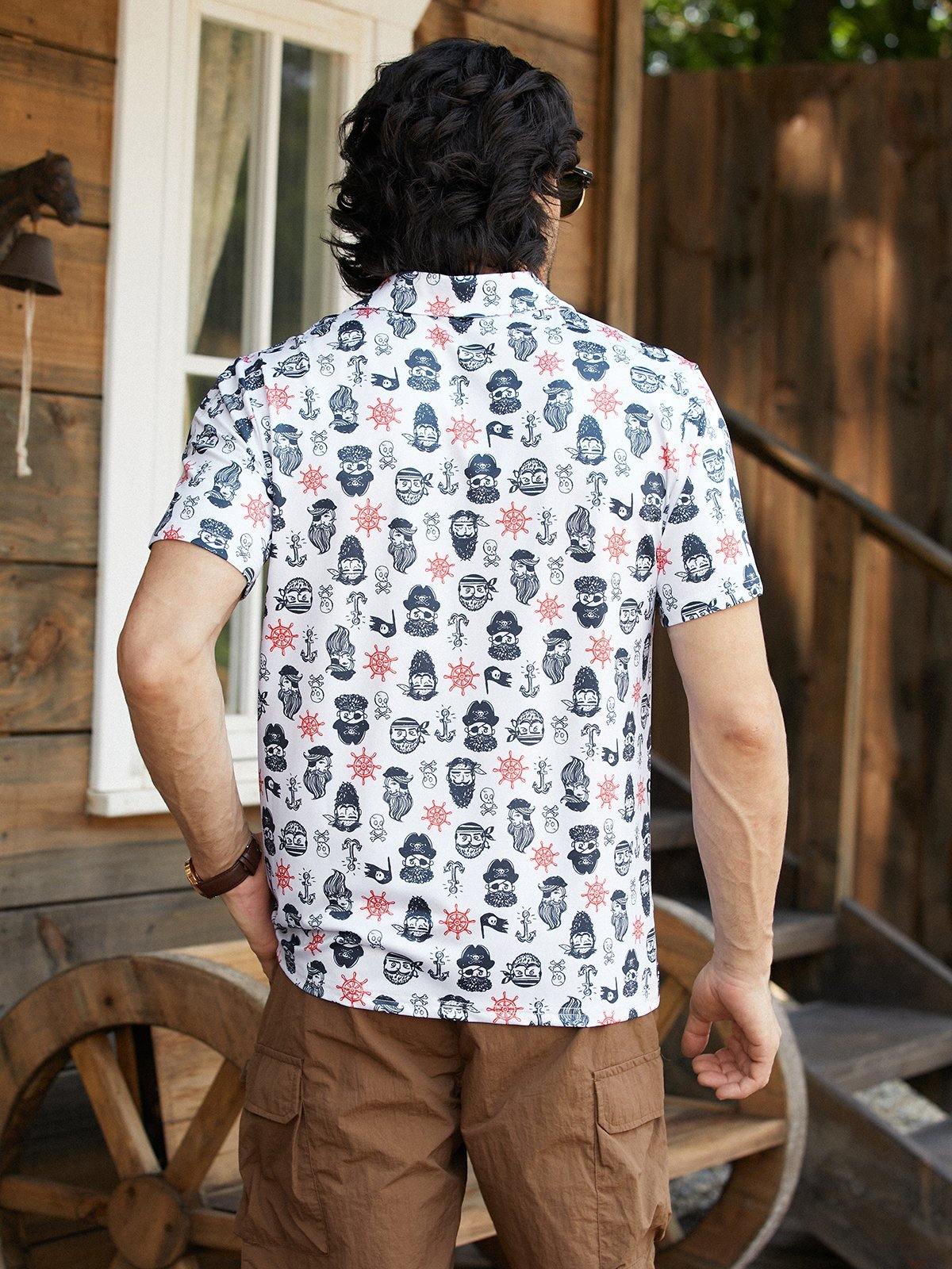 Hardaddy Moisture-wicking Pirate Anchor Short Sleeve Golf Polo Shirt