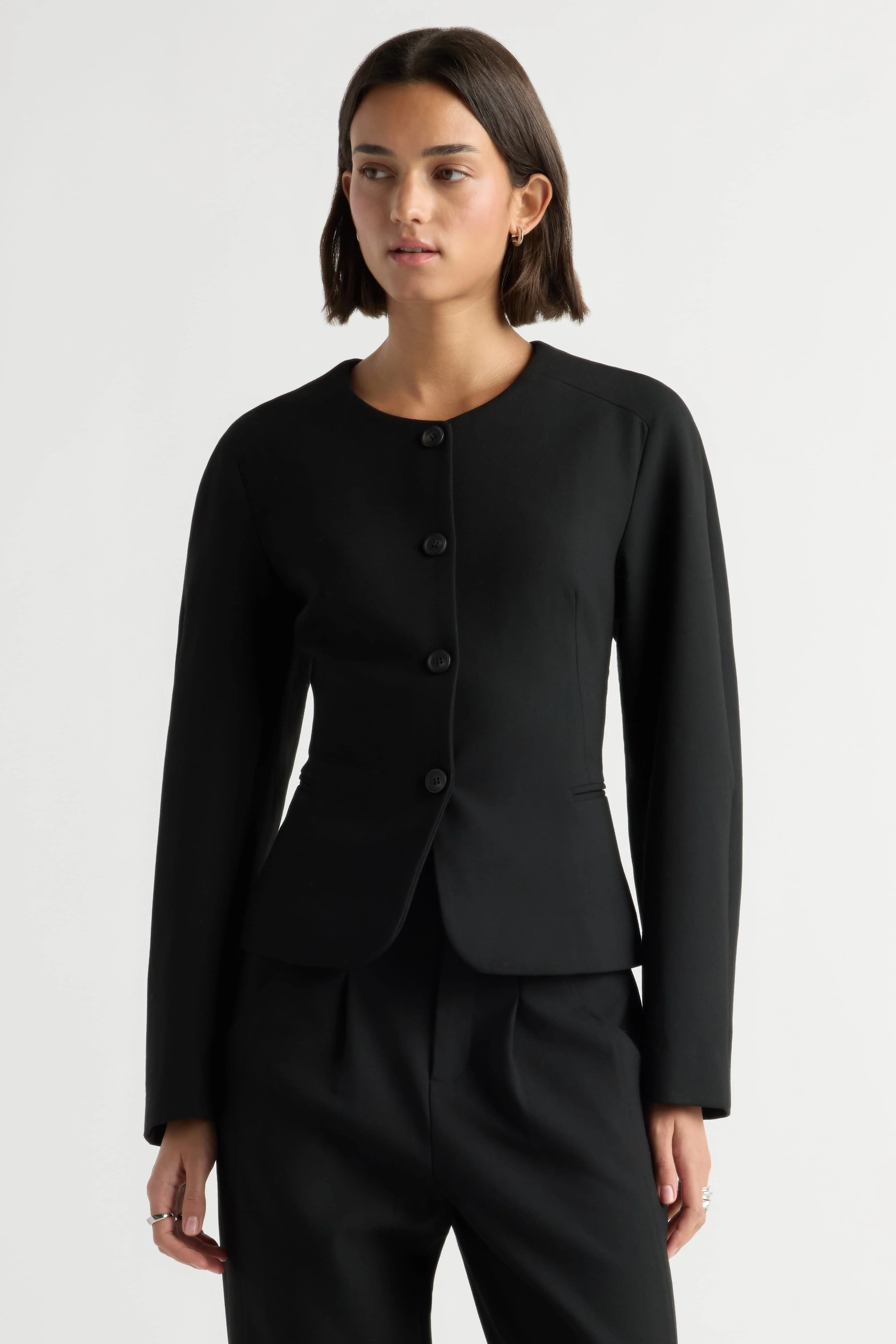 Maison Sculpted Cinch-Waist Blazer