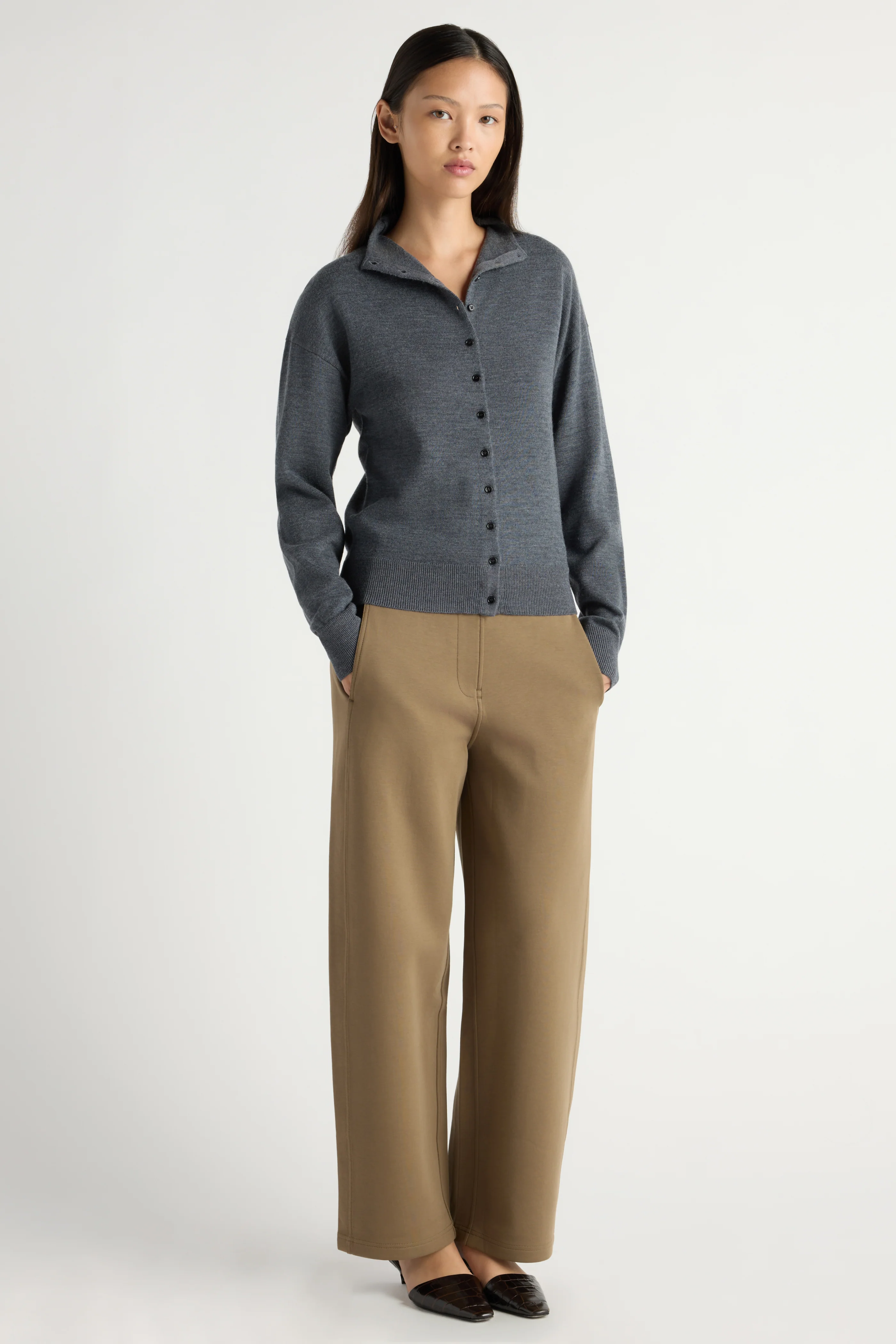 Charlee Lightweight Wool Button Cardigan
