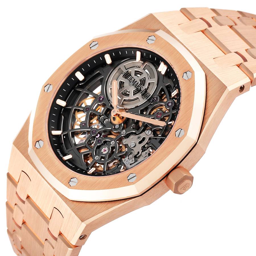Audemars Piguet Royal Oak Jumbo Ultra -Thin Openworked 50th Anniversary Rose Gold Mens Watch 16204OR