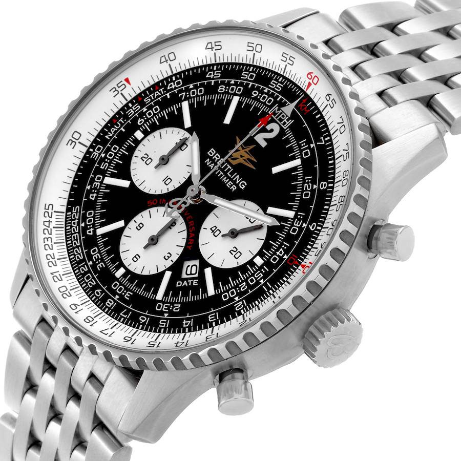 Breitling Navitimer 50th Anniversary Black Dial Steel Watch A41322