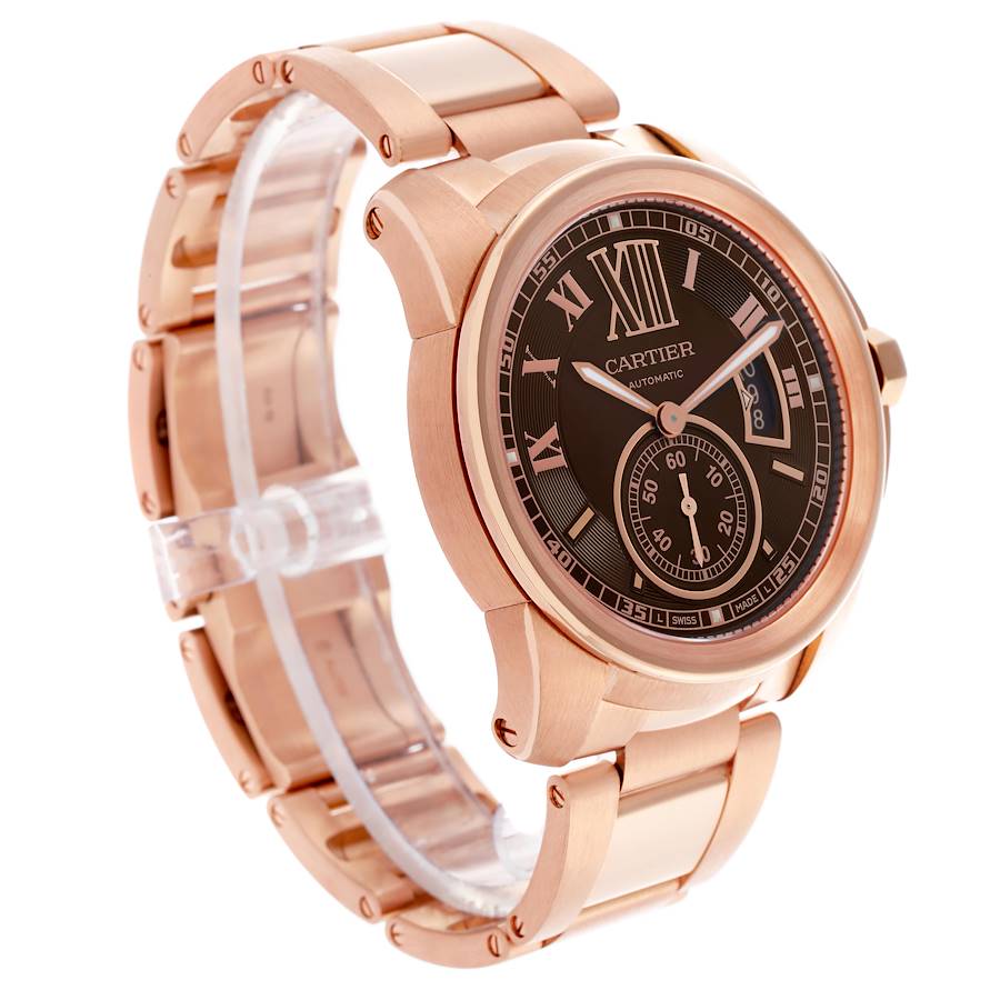 Cartier Calibre Rose Gold Brown Dial Automatic Mens Watch W7100040