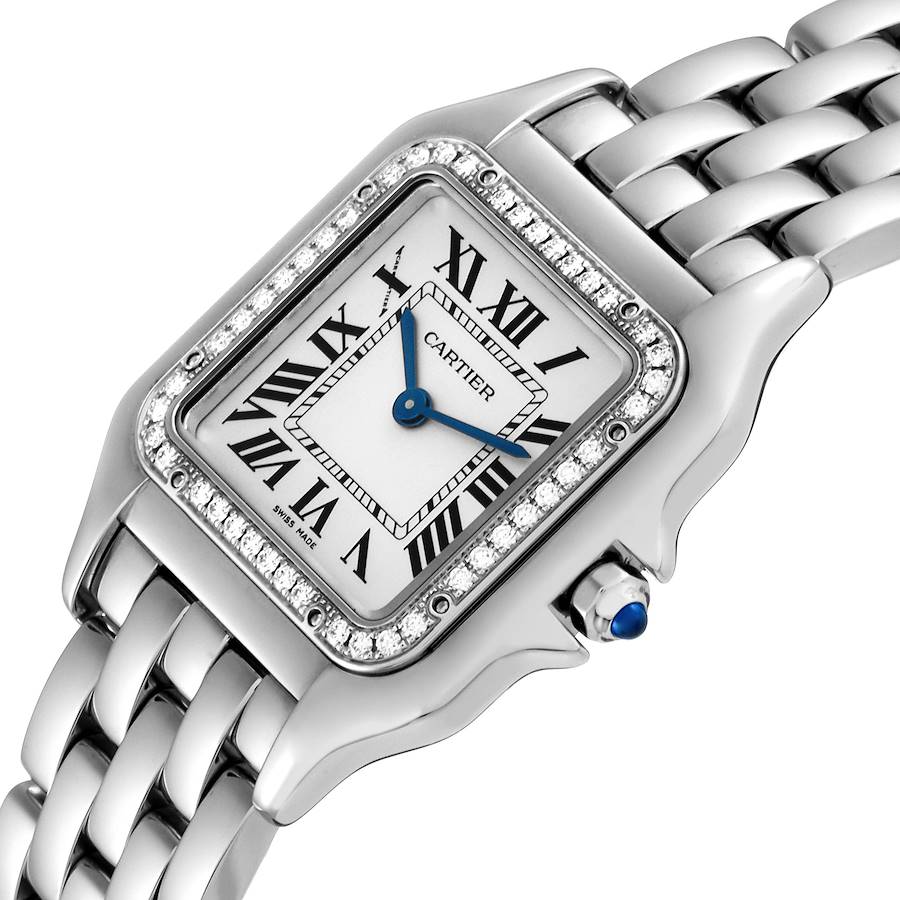 Cartier Panthere Medium Steel Diamond Bezel Ladies Watch W4PN0008