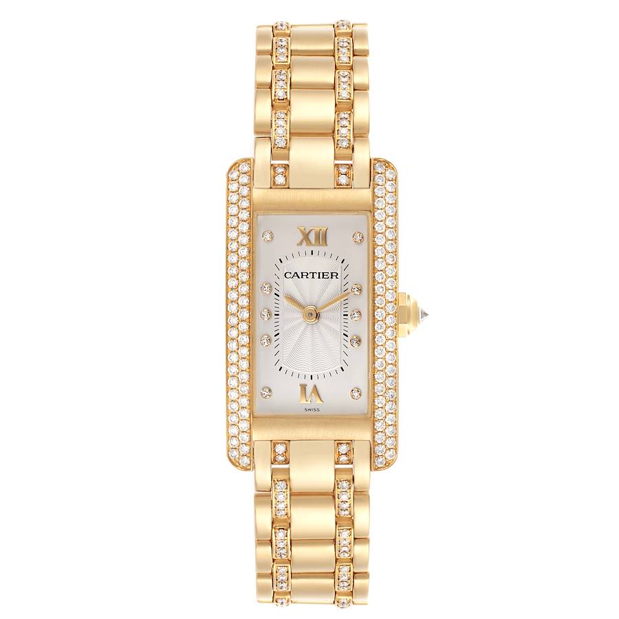 Cartier Tank Americaine Yellow Gold Diamond Ladies Watch WB7025JL
