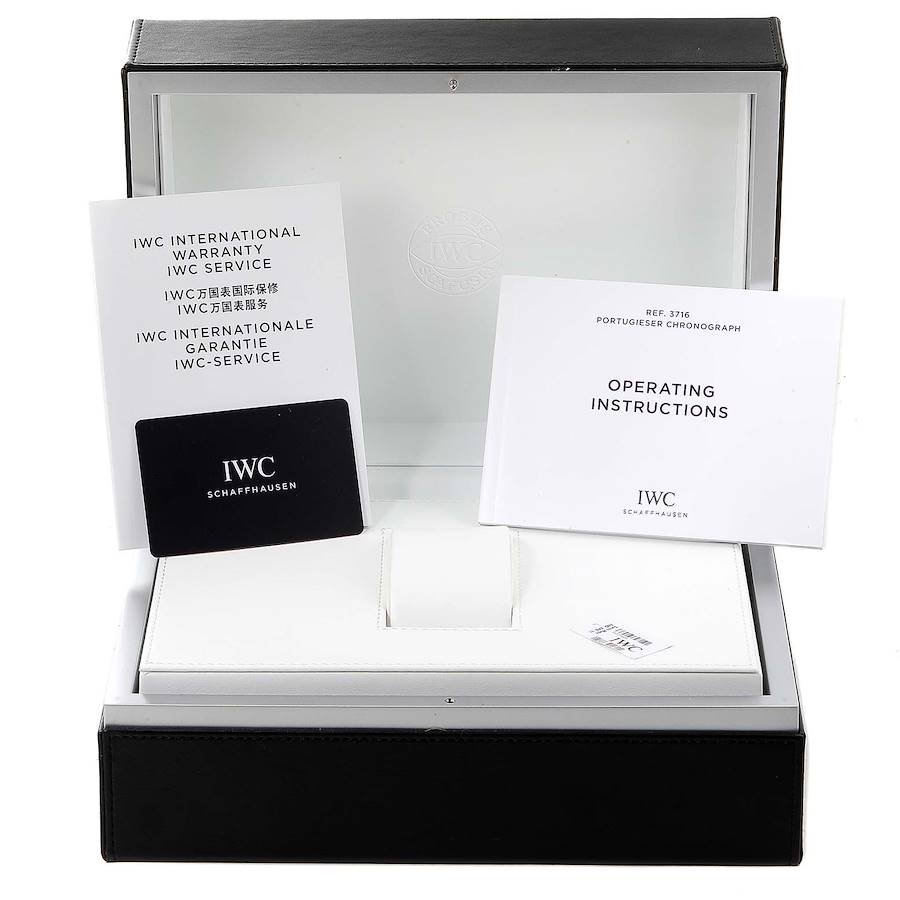 IWC Portugieser Chrono Silver Dial Blue Hands Steel Mens Watch IW371605
