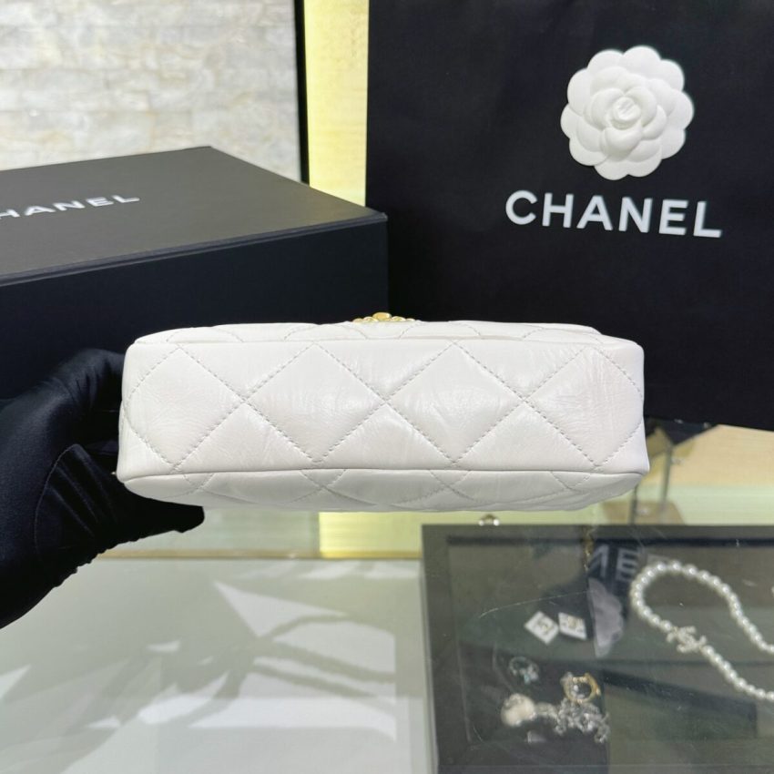 CHANEL 19 Mini Flap White Bag