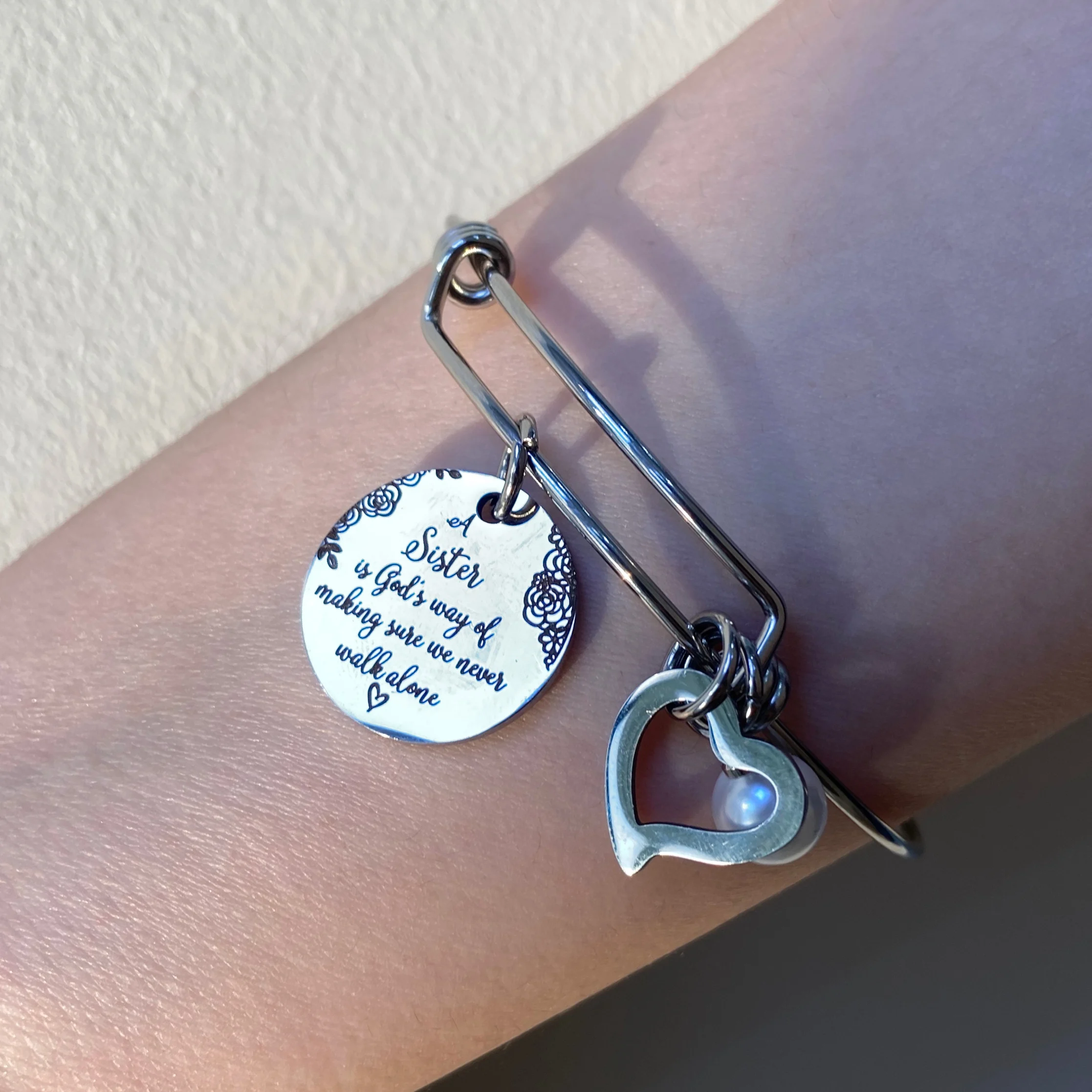 A Sister Is God's Way Of Making Sure We Never Walk Alone Bangle