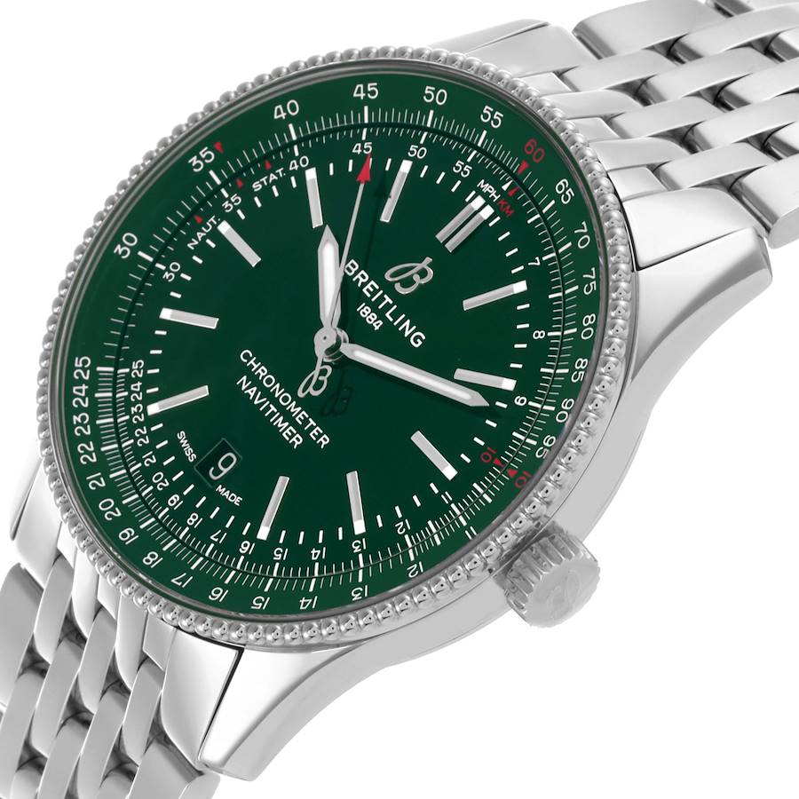 Breitling Navitimer 41 Green Dial Steel Mens Watch A17326
