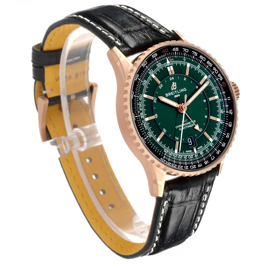 Breitling Navitimer GMT Green Dial Rose Gold Mens Watch R32310