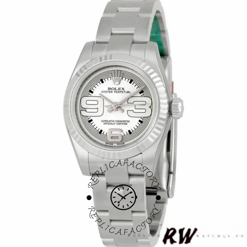 Rolex Oyster Perpetual 176234 Silver Maxi Arabic Dial 26mm Lady Replica Watch