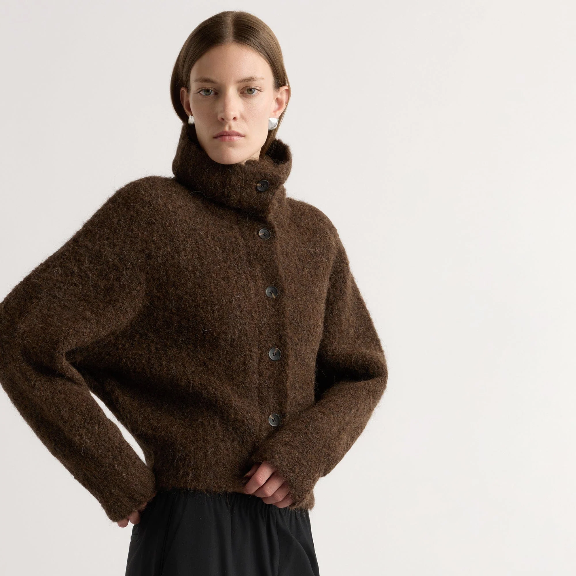 Sacha Fuzzy Alpaca-Wool Cardigan