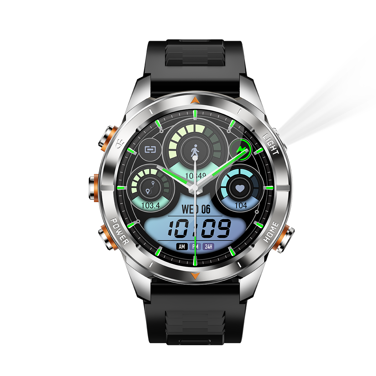 Smartwatch Metal Case 3ATM Waterproof BT Call Strong Flashlight Long Battery Men Smart Watch