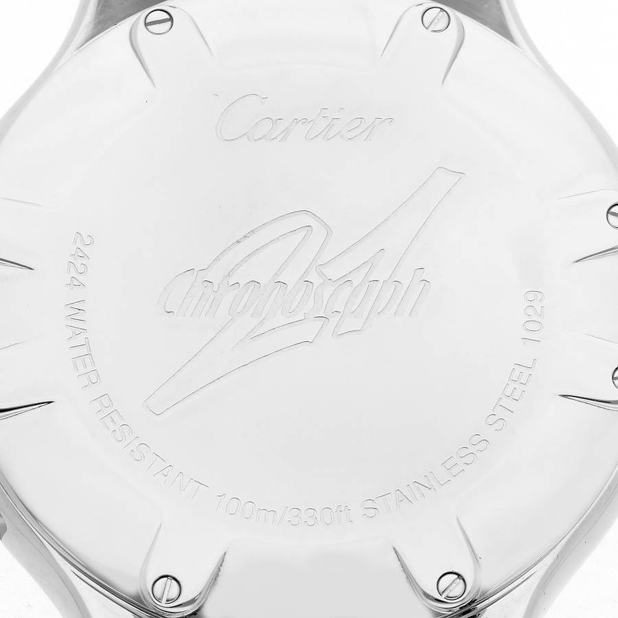 Cartier Must 21 Chronoscaph White Rubber Steel Ladies Watch W10184U2 Papers