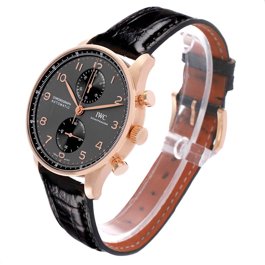 IWC Portugieser Chronograph Rose Gold Slate Dial Mens Watch IW371610