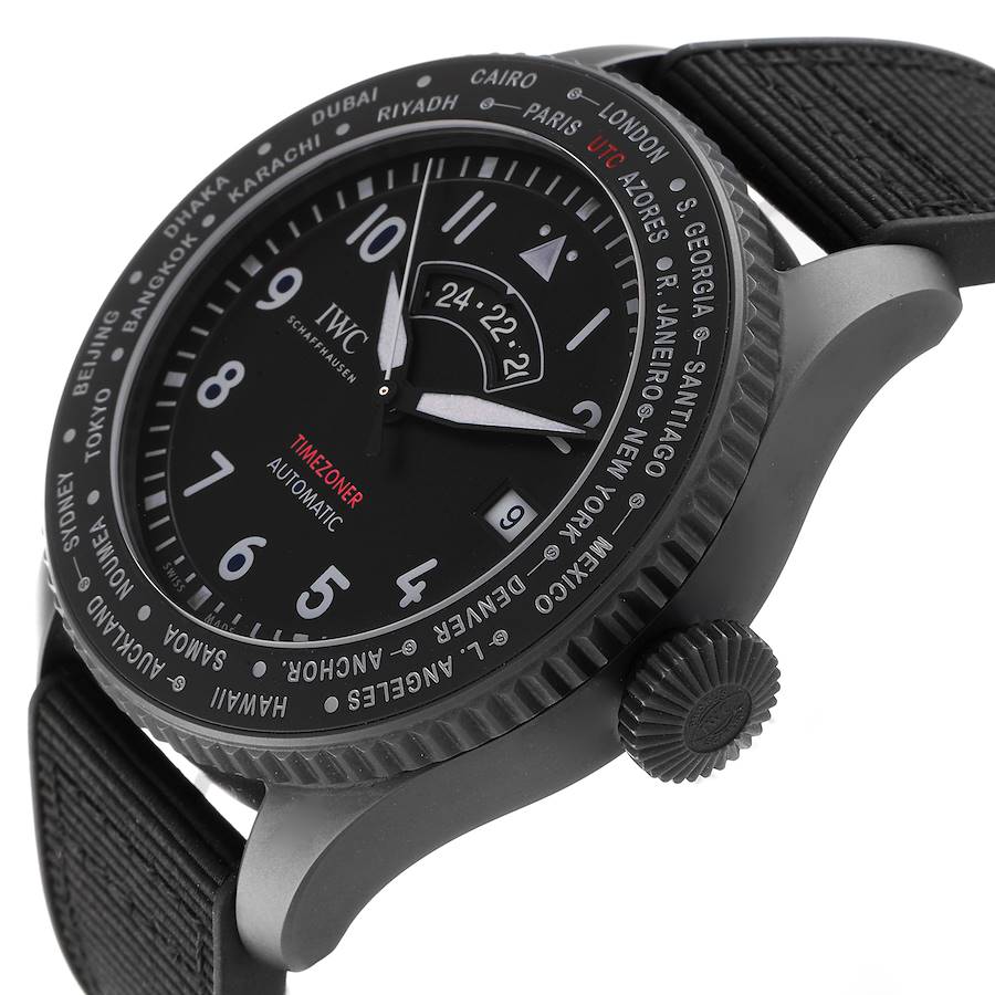 IWC Pilots Timezoner Top Gun Ceratanium Mens Watch IW395505