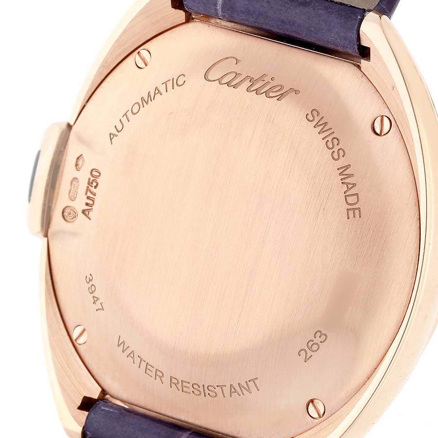 Cartier Cle Rose Gold Diamond Purple Strap Ladies Watch WJCL0031