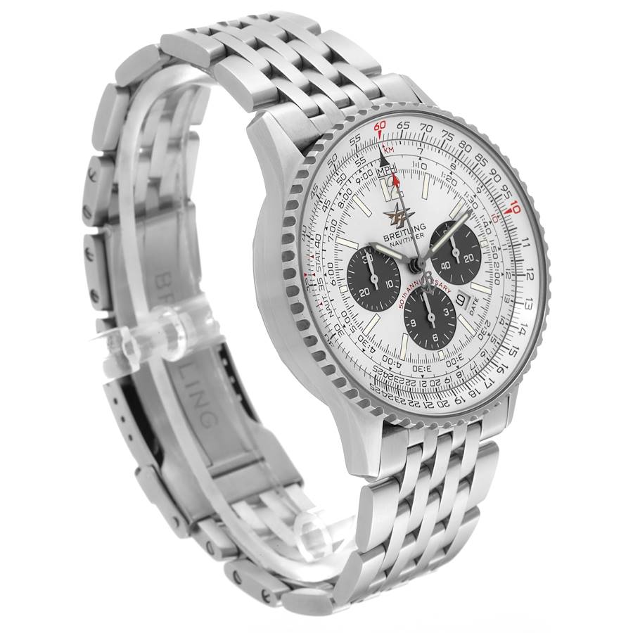 Breitling Navitimer 50th Anniversary Silver Dial Mens Watch A41322