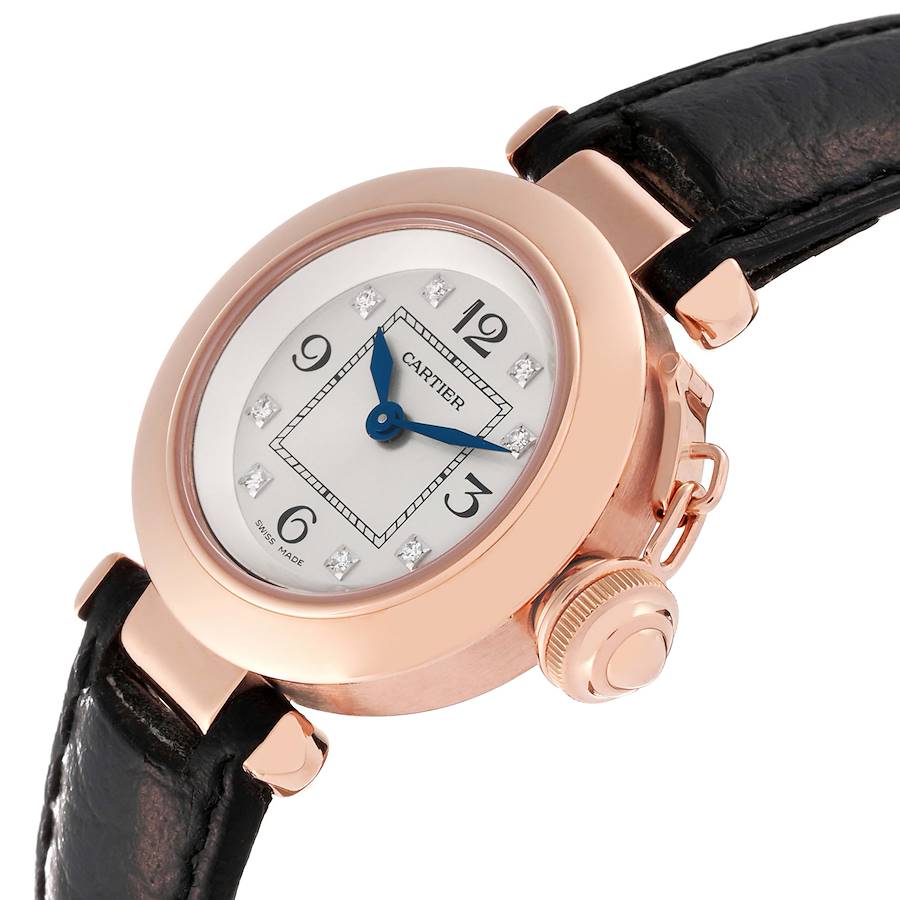 Cartier Pasha 27 Rose Gold Silver Diamond Dial Ladies Watch WJ124028