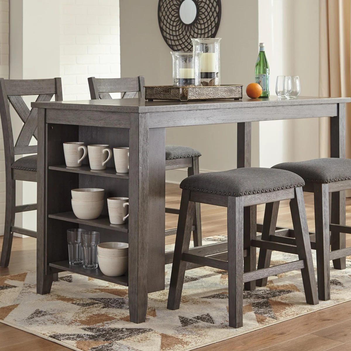 Dining Set Counter Height Table Gray