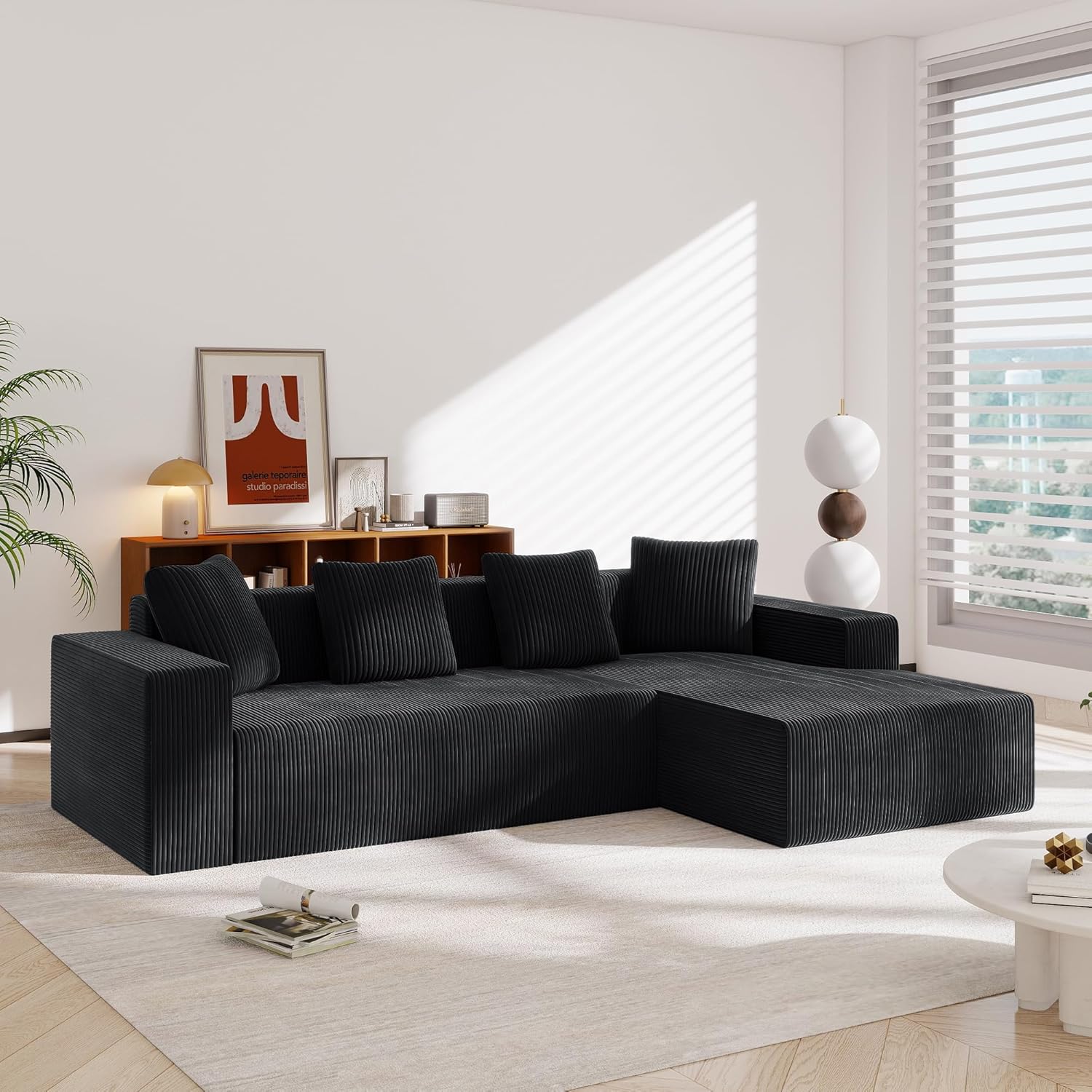 Comfortable Corduroy Sofa with Multiple Cushions