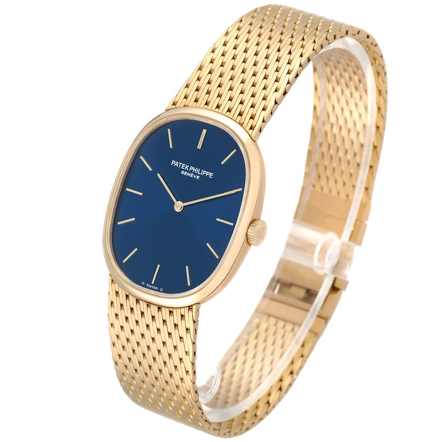 Patek Philippe Golden Ellipse 18k Yellow Gold Blue Dial Watch 3748
