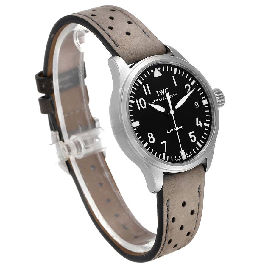 IWC Pilot 34mm Midsize Black Dial Grey Strap Steel Unisex Watch IW325601