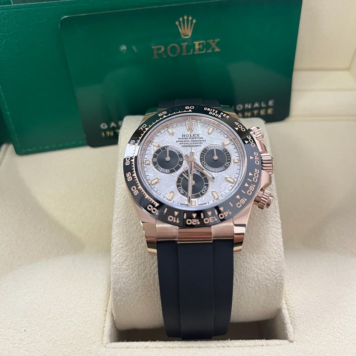 Rolex Daytona Ceramic Cosmograph Daytona 40 Watch Meteorite Black Index Dial Oysterflex Everose Gold/White Gold/ Yellow Gold Ref #116519-0038 /Ref #116518LN-0076 / Ref #116519-0055