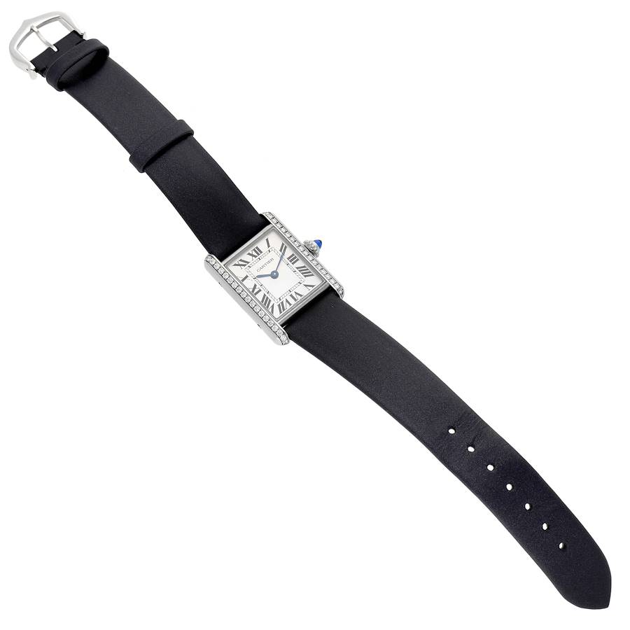 Cartier Tank Must Small Diamond Bezel Steel Ladies Watch W4TA0016