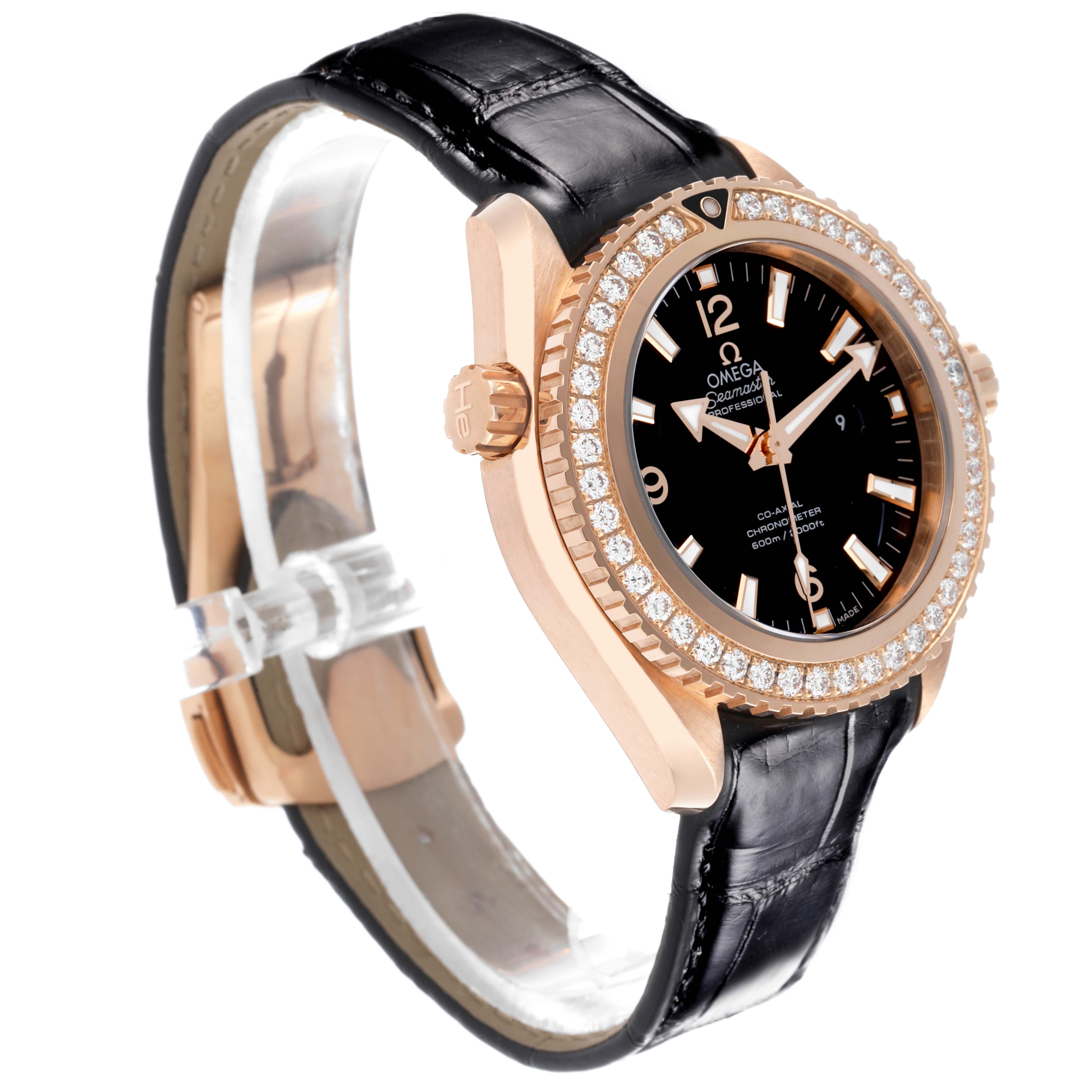 Omega Seamaster Planet Ocean Rose Gold Diamond Watch 37.5 MM 232.58.38.20.01.001 BoxCard