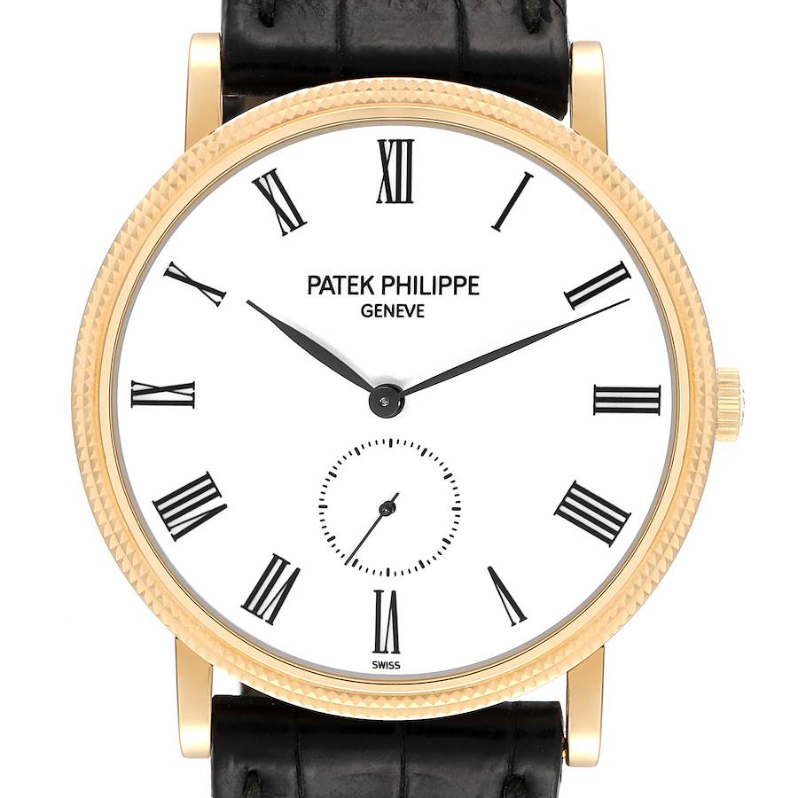 Patek Philippe Calatrava Yellow Gold White Dial Mens Watch 5119J