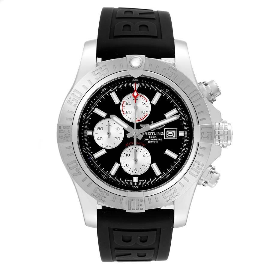 Breitling Super Avenger II Black Dial Steel Mens Watch A13371