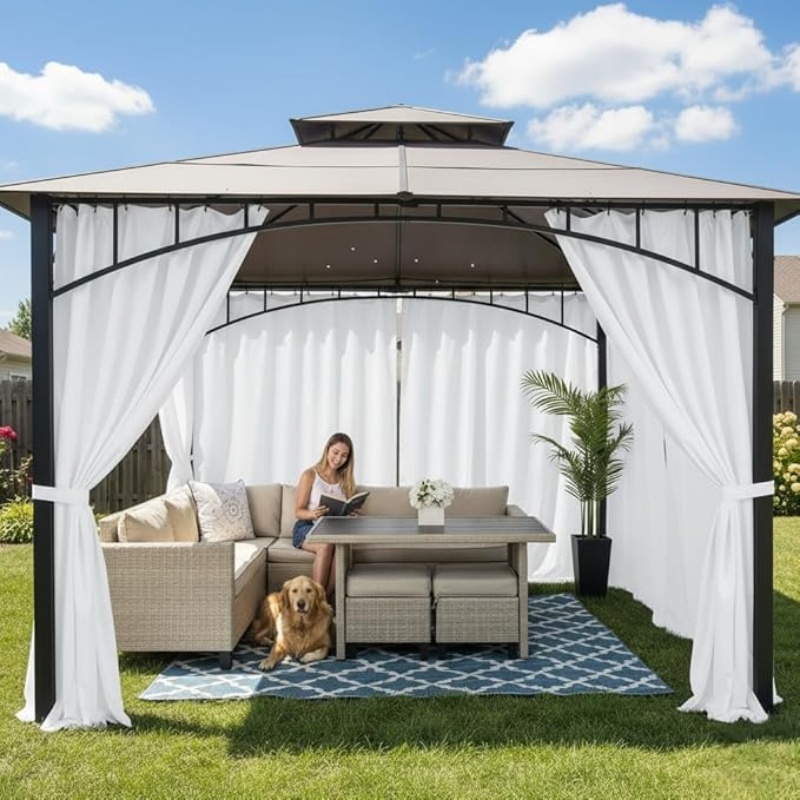 Waterproof Patio Outdoor Curtains with Rod Pocket,