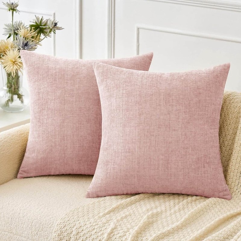 Soft Chenille Solid Dyed Pillow Covers (Pack of 2)
