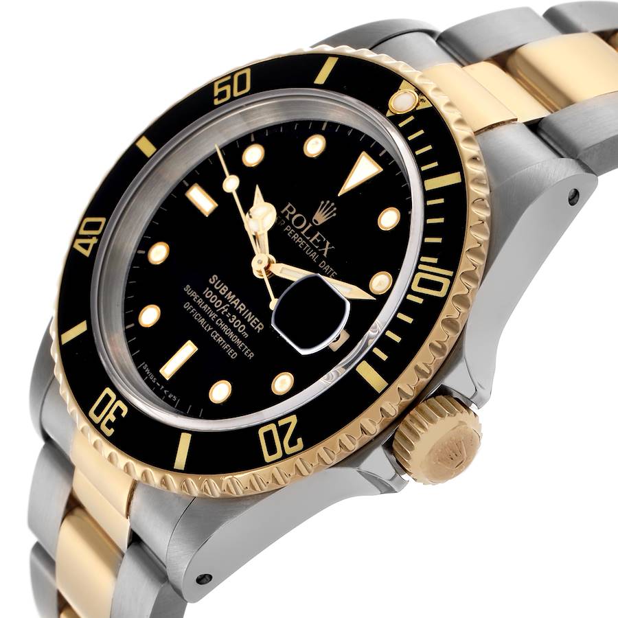 Rolex Submariner Steel Yellow Gold Black Dial Mens Watch 16613