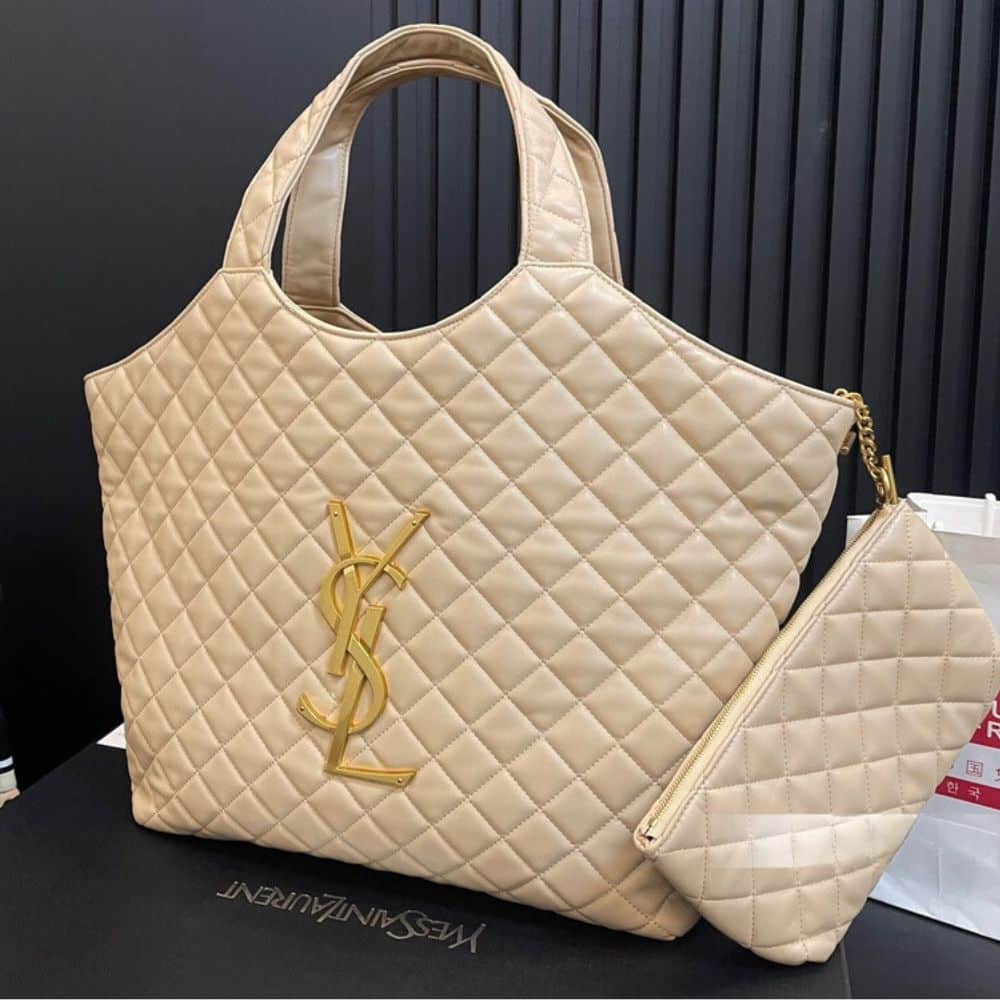 Saint Laurent Icare Maxi Shopping Bag In Quilted Beige 50Cm 698651AABR89748
