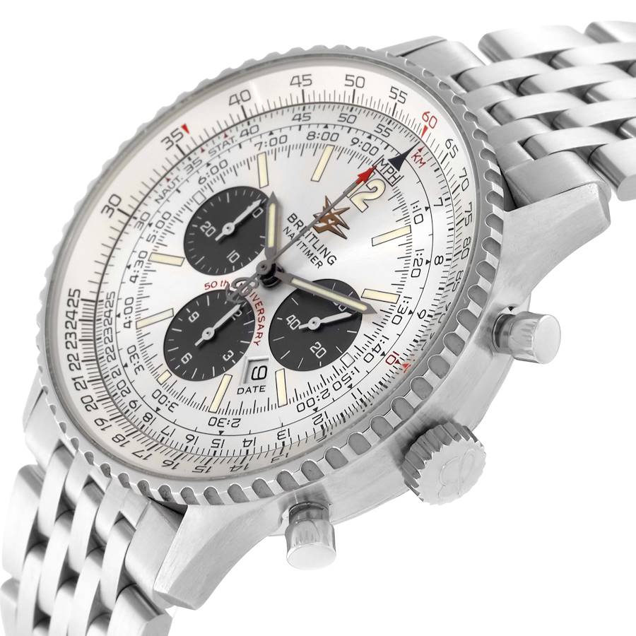 Breitling Navitimer 50th Anniversary Silver Dial Mens Watch A41322