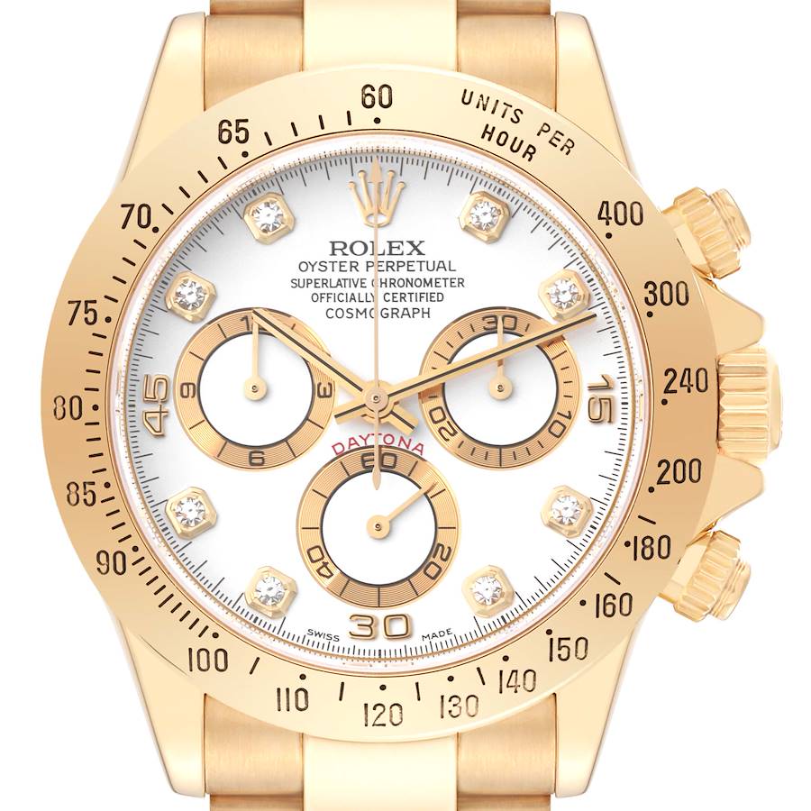 Rolex Daytona Yellow Gold White Diamond Dial Mens Watch 116528