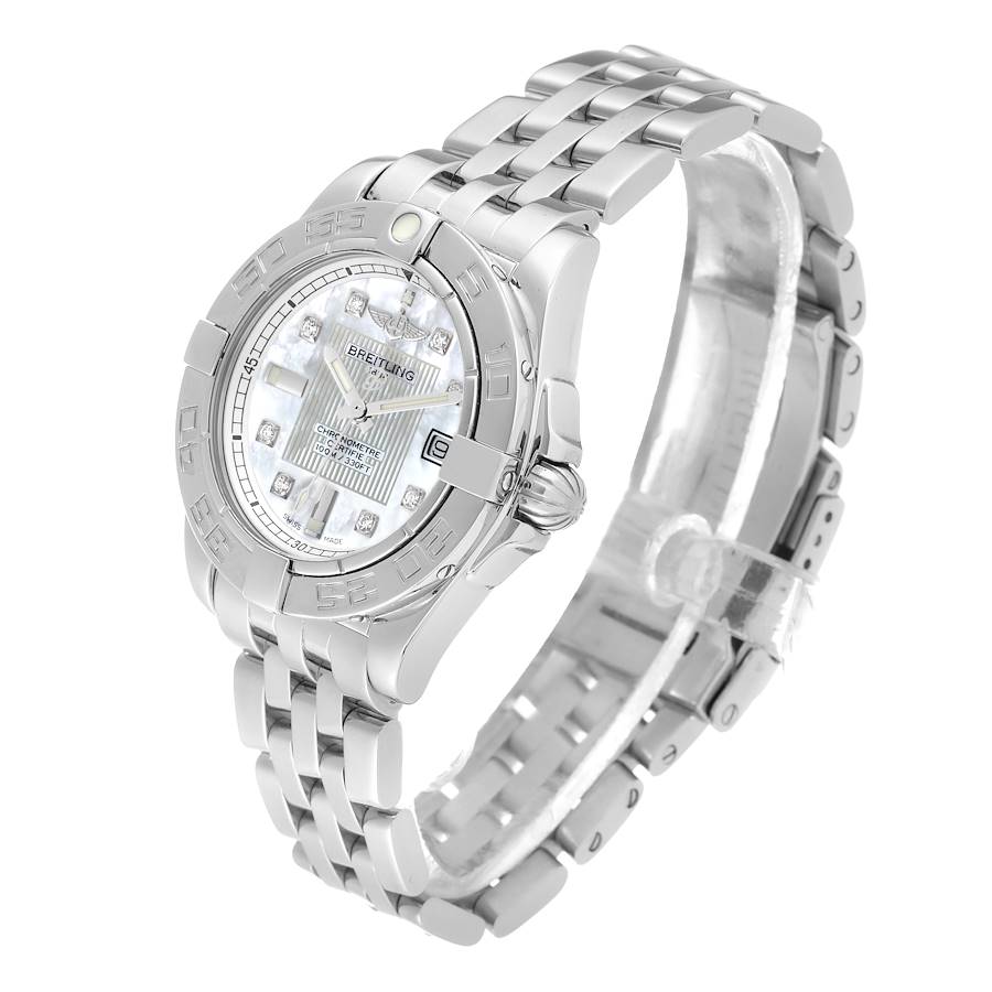 Breitling Galactic Cockpit Mother of Pearl Diamond Steel Ladies Watch A71356