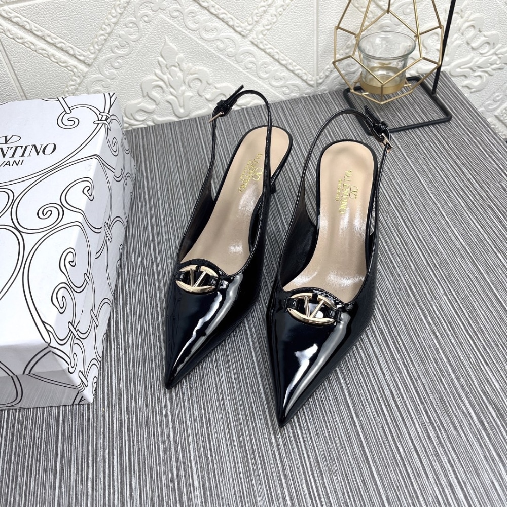 Valentino Vlogo The Bold Edition Slingback Pumps In Patent Leather 60Mm In Black