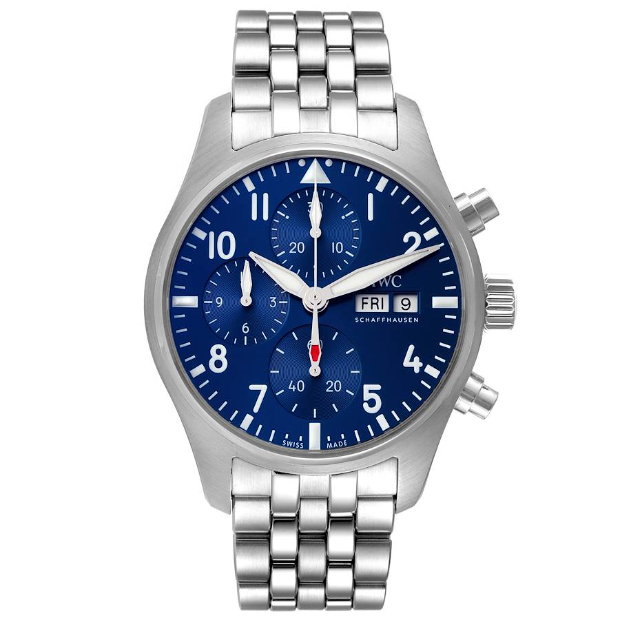 IWC Pilot 41mm Blue Dial Chronograph Steel Mens Watch IW388102