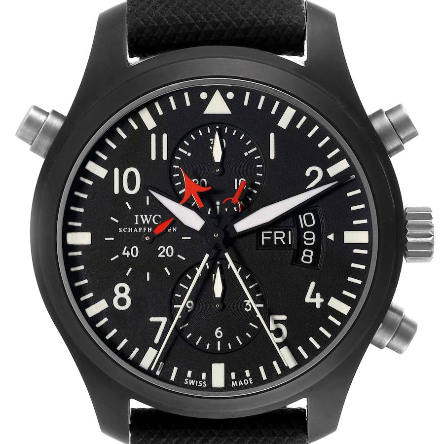 IWC Pilot Top Gun Rattrapante Chrono Mens Ceramic Watch IW379901