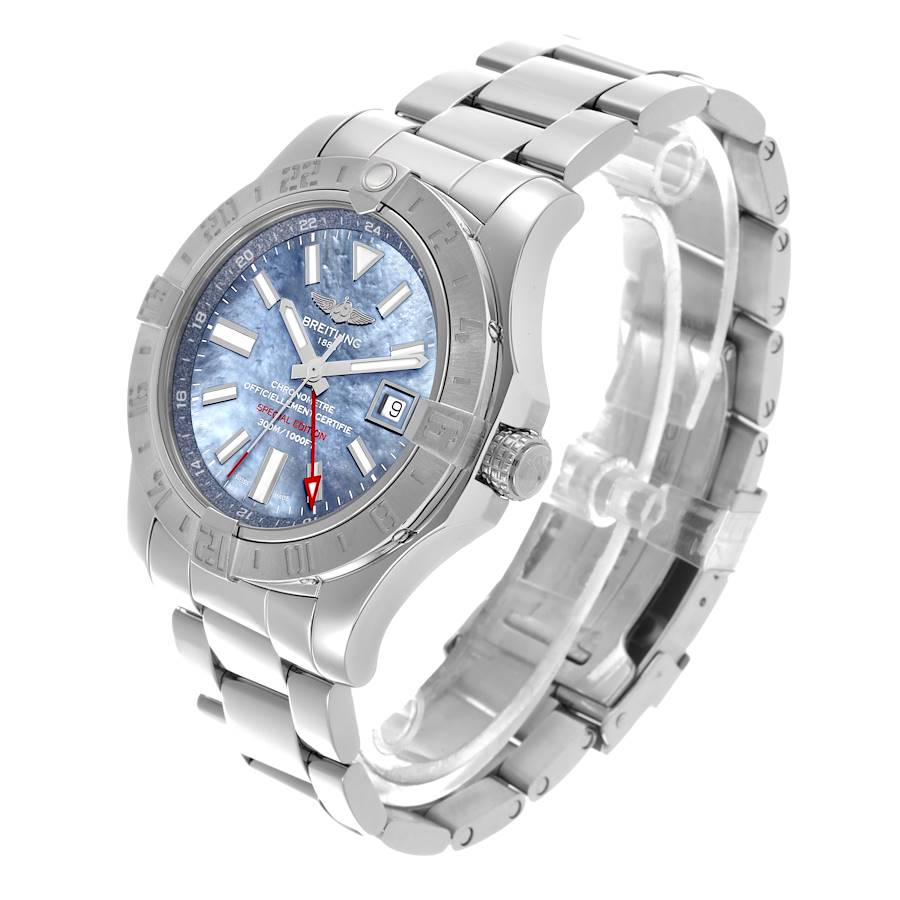Breitling Avenger II GMT Blue MOP Dial Steel Mens Watch A32390