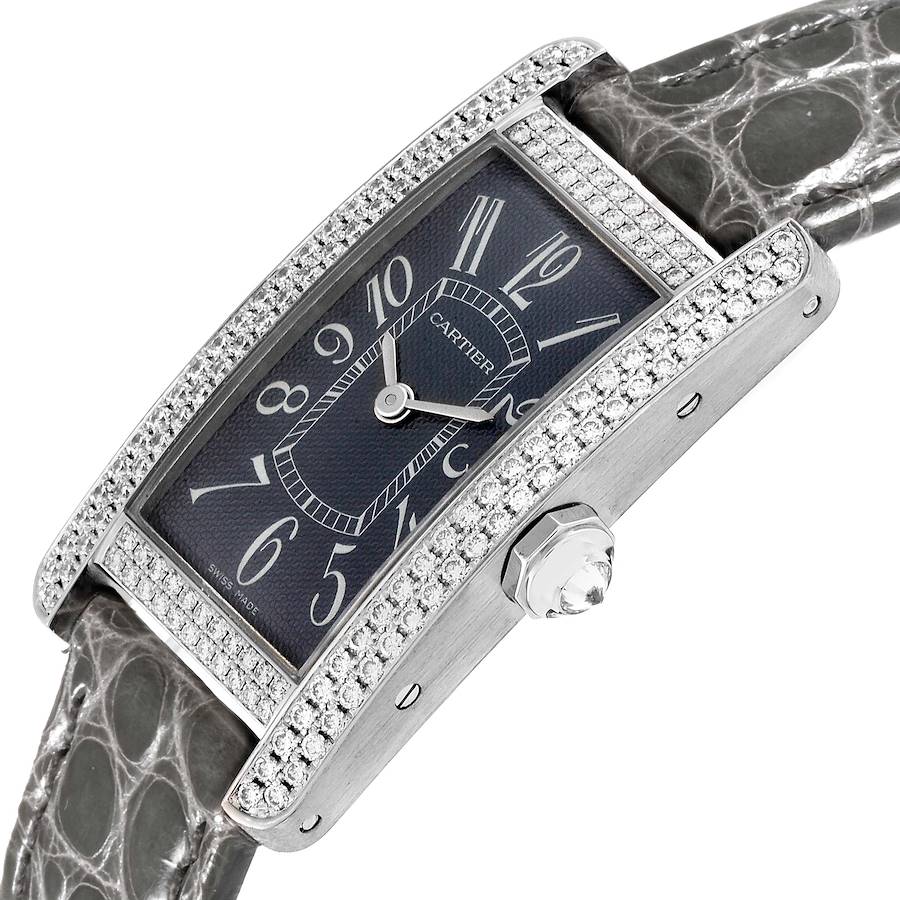 Cartier Tank Americaine Large White Gold Diamond Ladies Watch WB705131