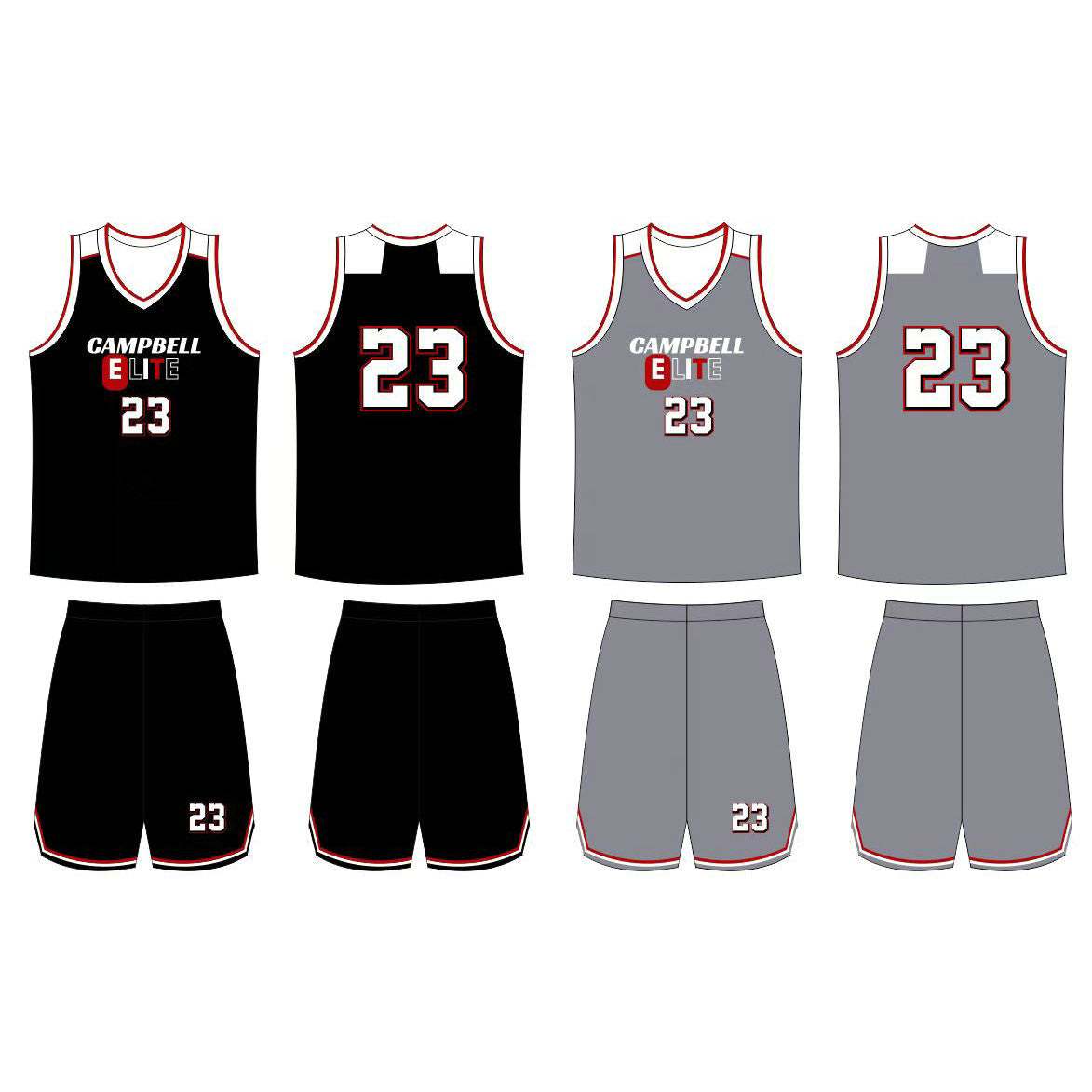Custom Design Black Grey Reversible Basketball Uniform