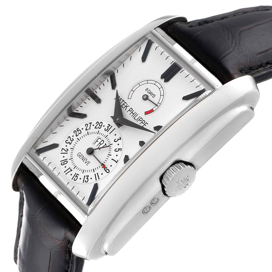 Patek Philippe Gondolo Day Date White Gold Silver Dial Watch 5200 5200G