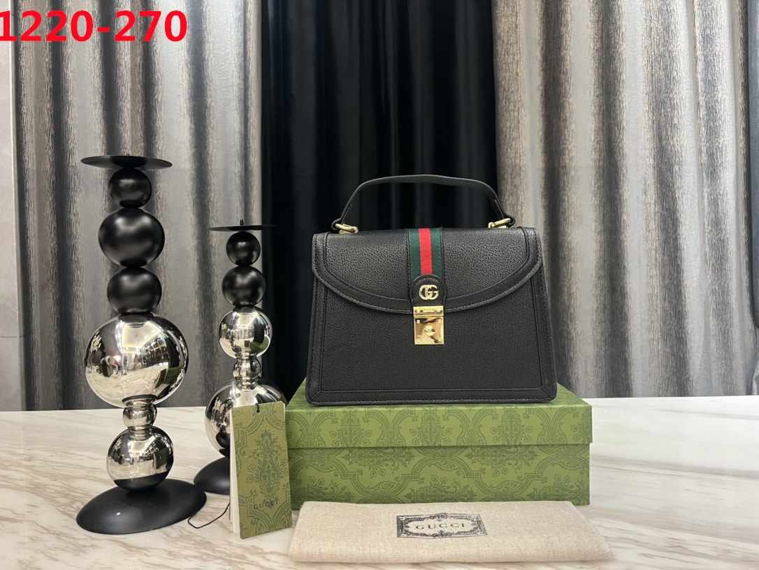 Gucci Gg Matelassé Small Top Handle Bag Black 24Cm