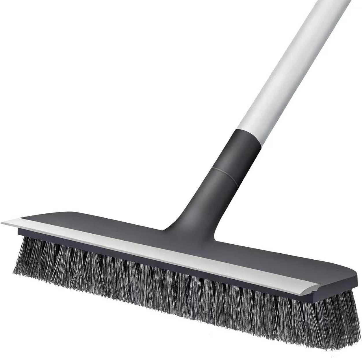 Floor Scrub Brush with Long Handle – Adjustable Handle 2 in 1 Scrape and Heavy-Duty Stiff Bristle Floor Scrubber Brush for Cleaning Bathroom, Kitchen Patio Tile Garage and Deck